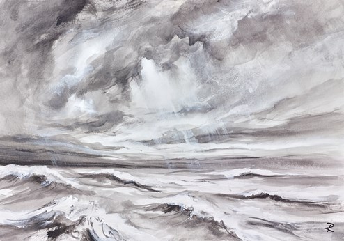 Storm at Sea (Study) by Chris and Steve Rocks - Original on Paper